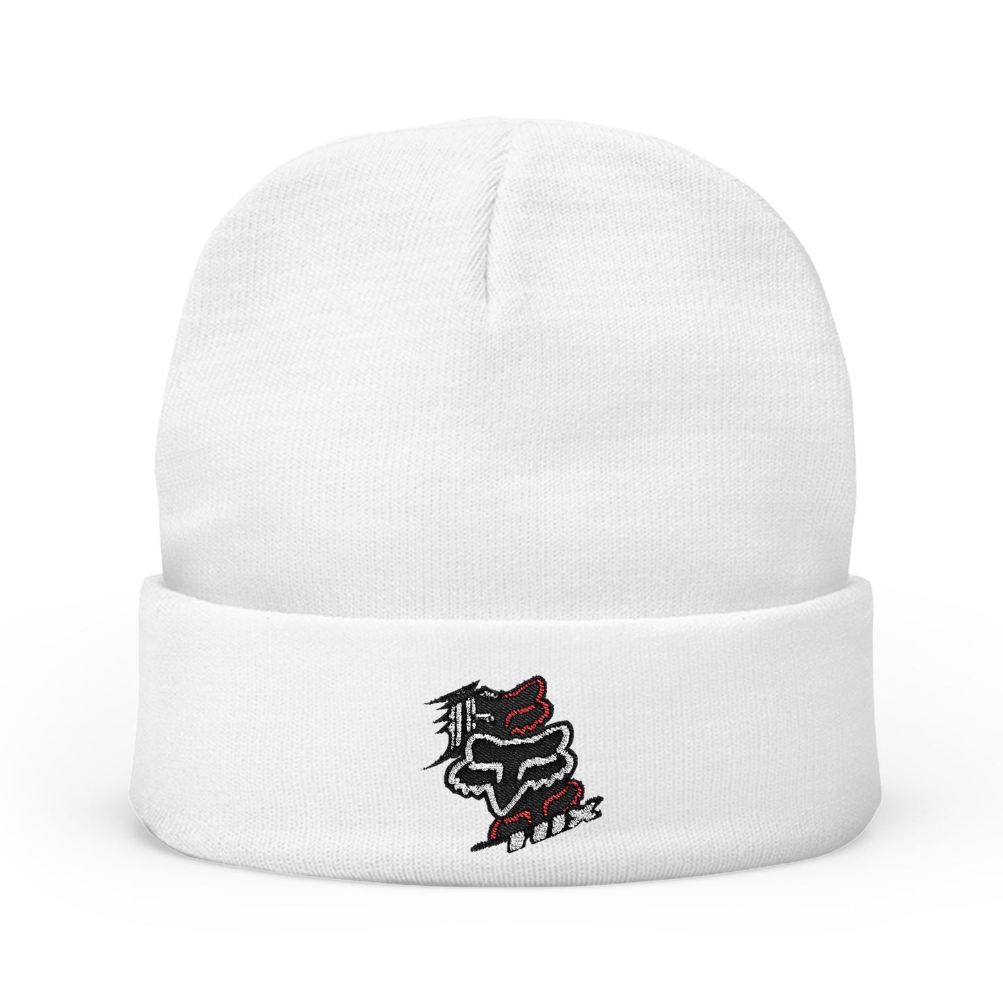 Embroidered Fox Racing Knit Beanie