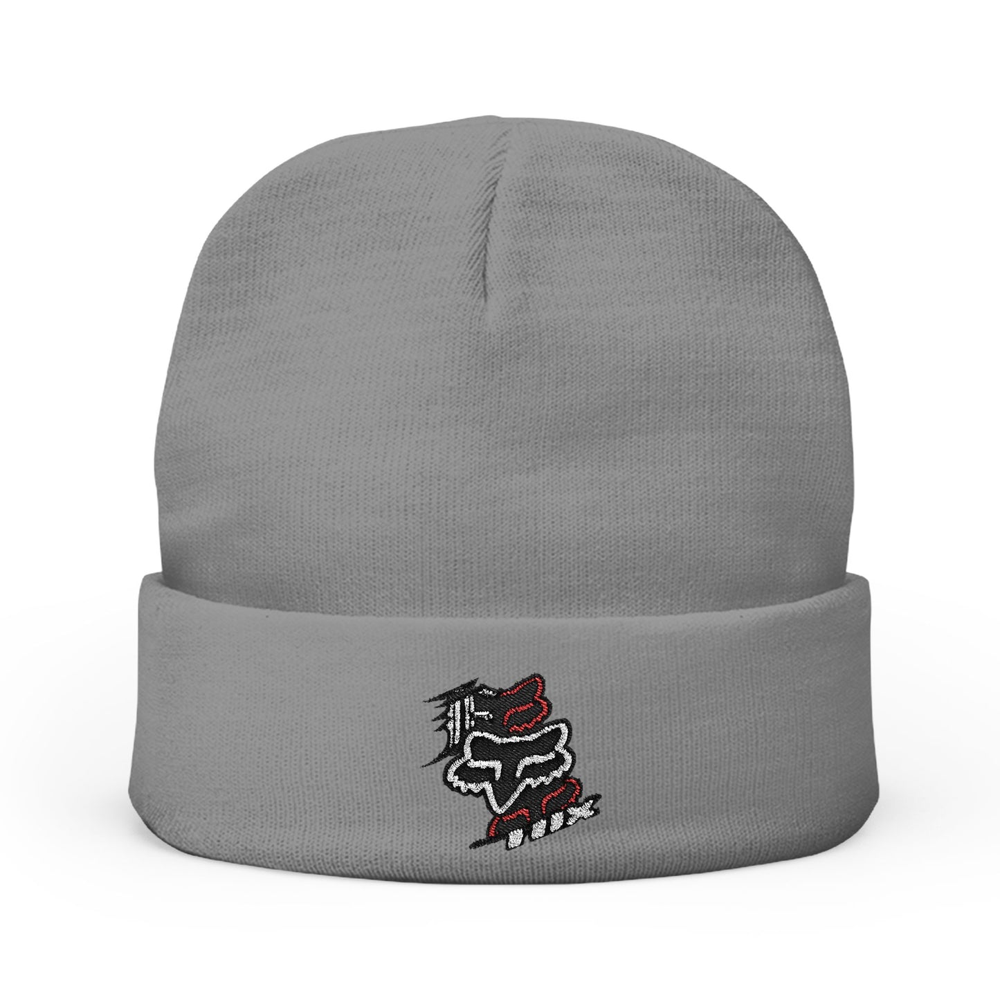 Embroidered Fox Racing Knit Beanie