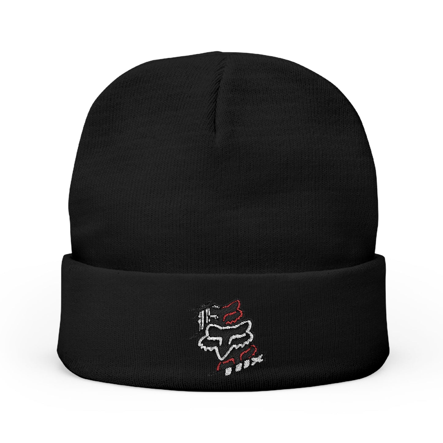 Embroidered Fox Racing Knit Beanie