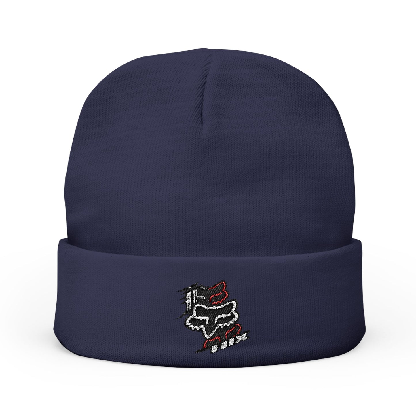 Embroidered Fox Racing Knit Beanie