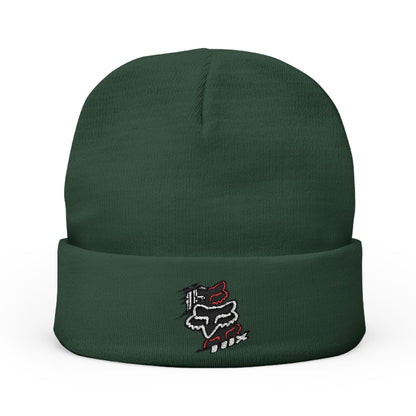 Embroidered Fox Racing Knit Beanie